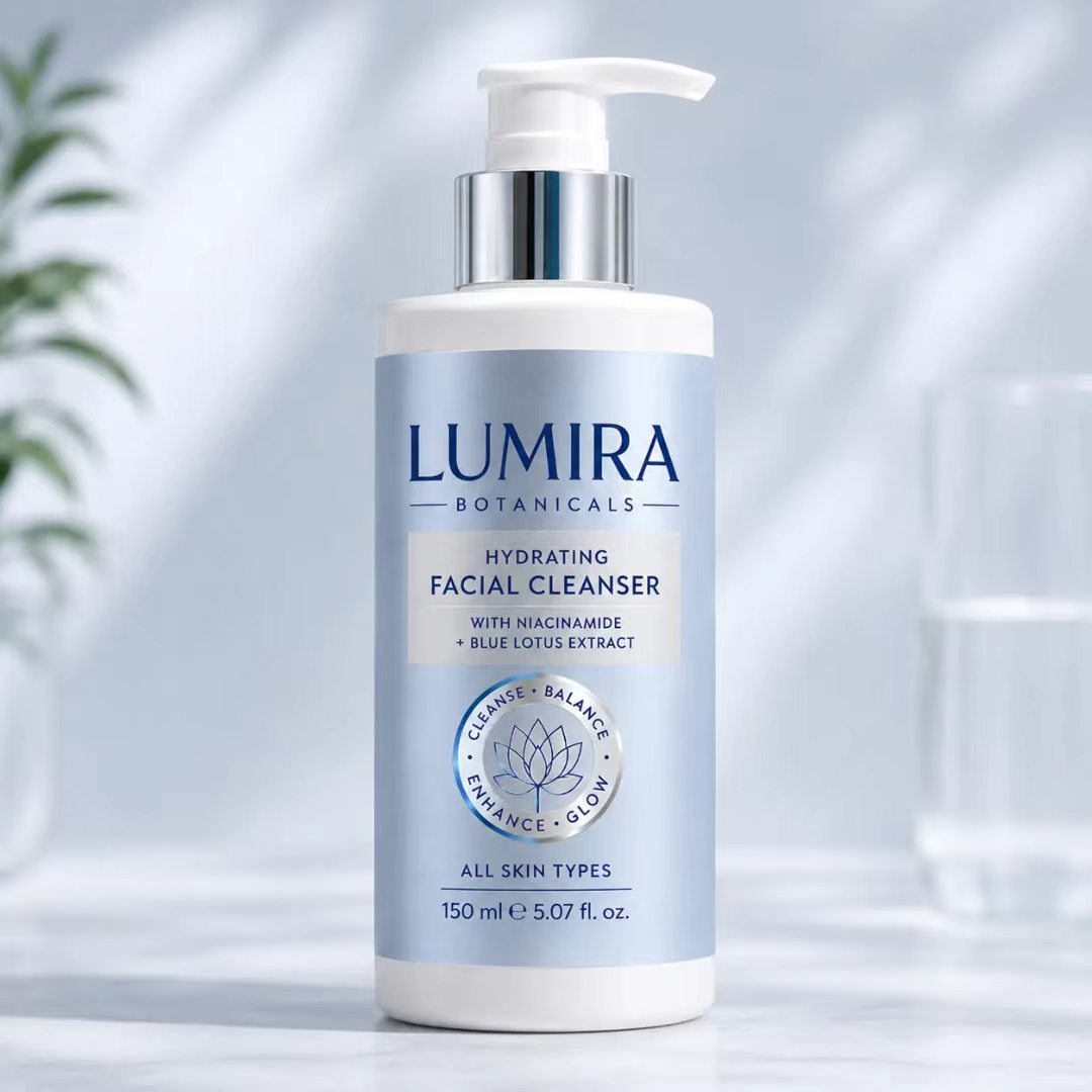 Luxury Skincare Cleanser - カスタムラグジュアリーブルー/シルバーフォイルBOPPメタルラベル、化粧品用耐油性包装ステッカー、洗顔料やスキンケア製品に最適