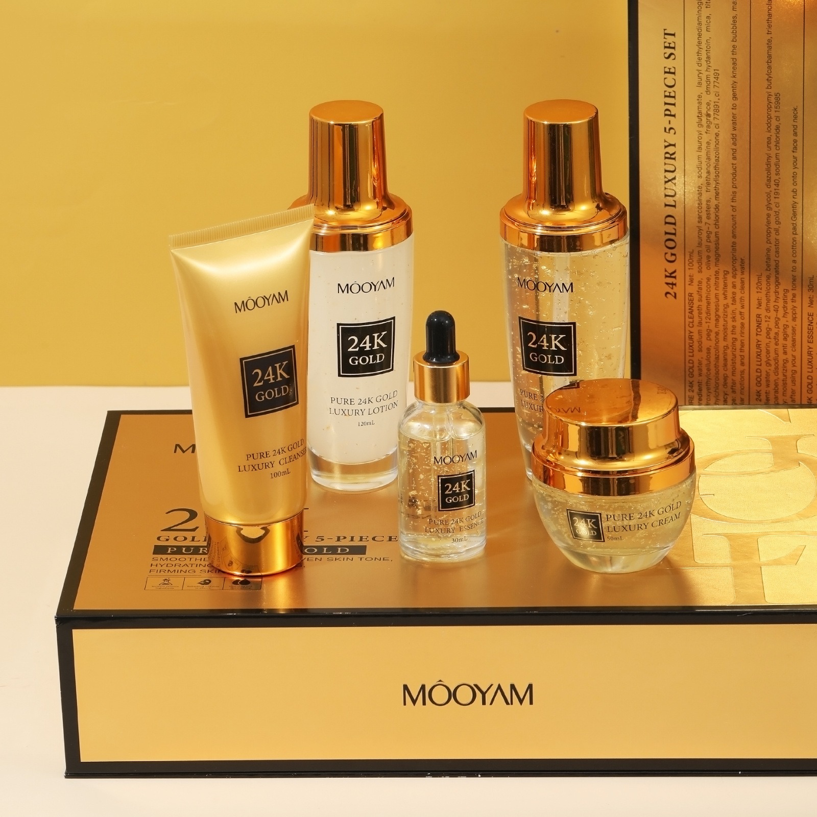 Luxury Skincare Set - 24Kゴールドラグジュアリー保湿アンチエイジングセット、小じわを軽減、肌を修復、保湿、輝きを与え、アンチエイジング、引き締め効果のあるスキンケア