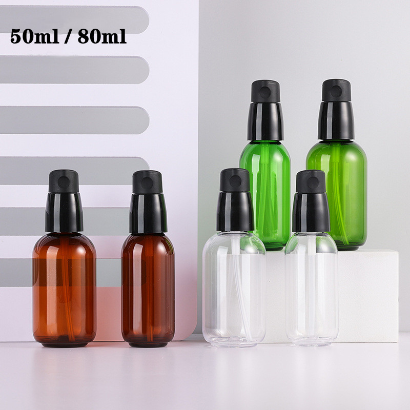 Luxury Skincare Cleanser - 高級感のある50ml・80mlのグリーン・クリア・ブラウンPETプラスチック製ローションボトル、スキンケア、エッセンス、美容液、化粧水、洗顔料、クリームの包装に