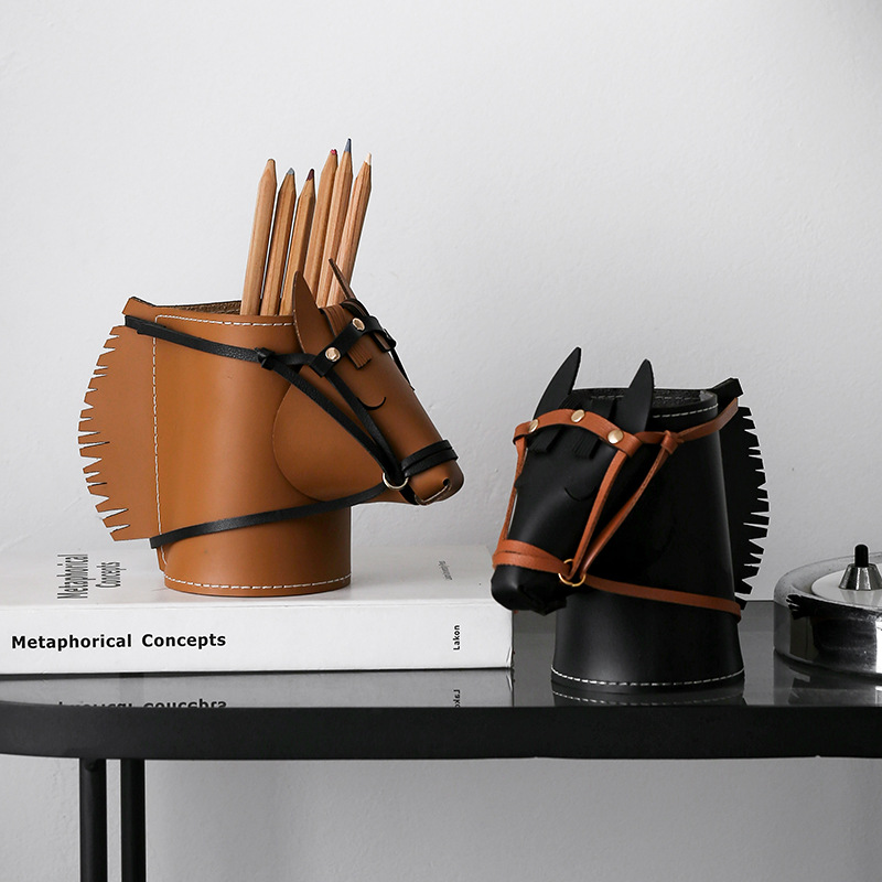 高級レザー製馬頭型収納ボックス 寝室用メイクブラシ収納バスケ - Luxury Skincare Accessories のレビューと価格