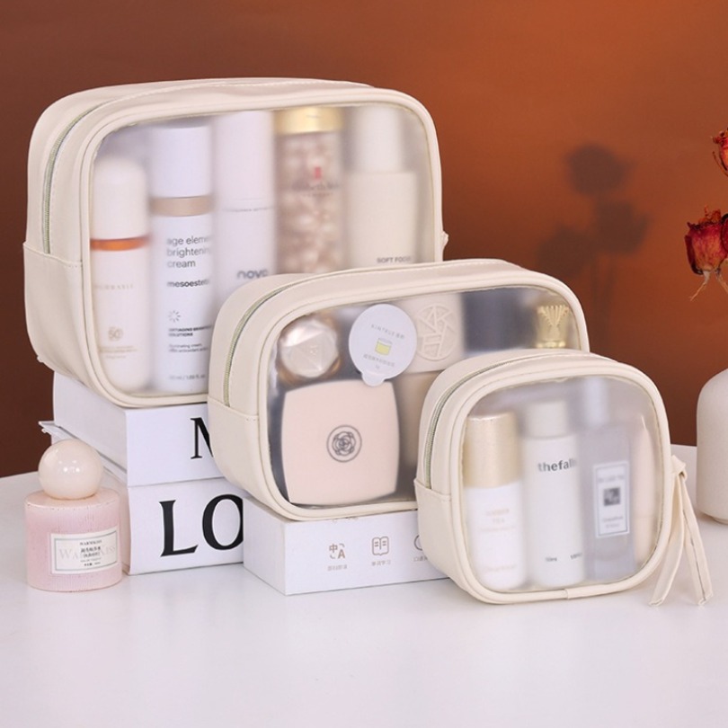 半透明の高級メイクアップバッグセット、3個入り大容量トラベル - Luxury Skincare Set のレビューと価格