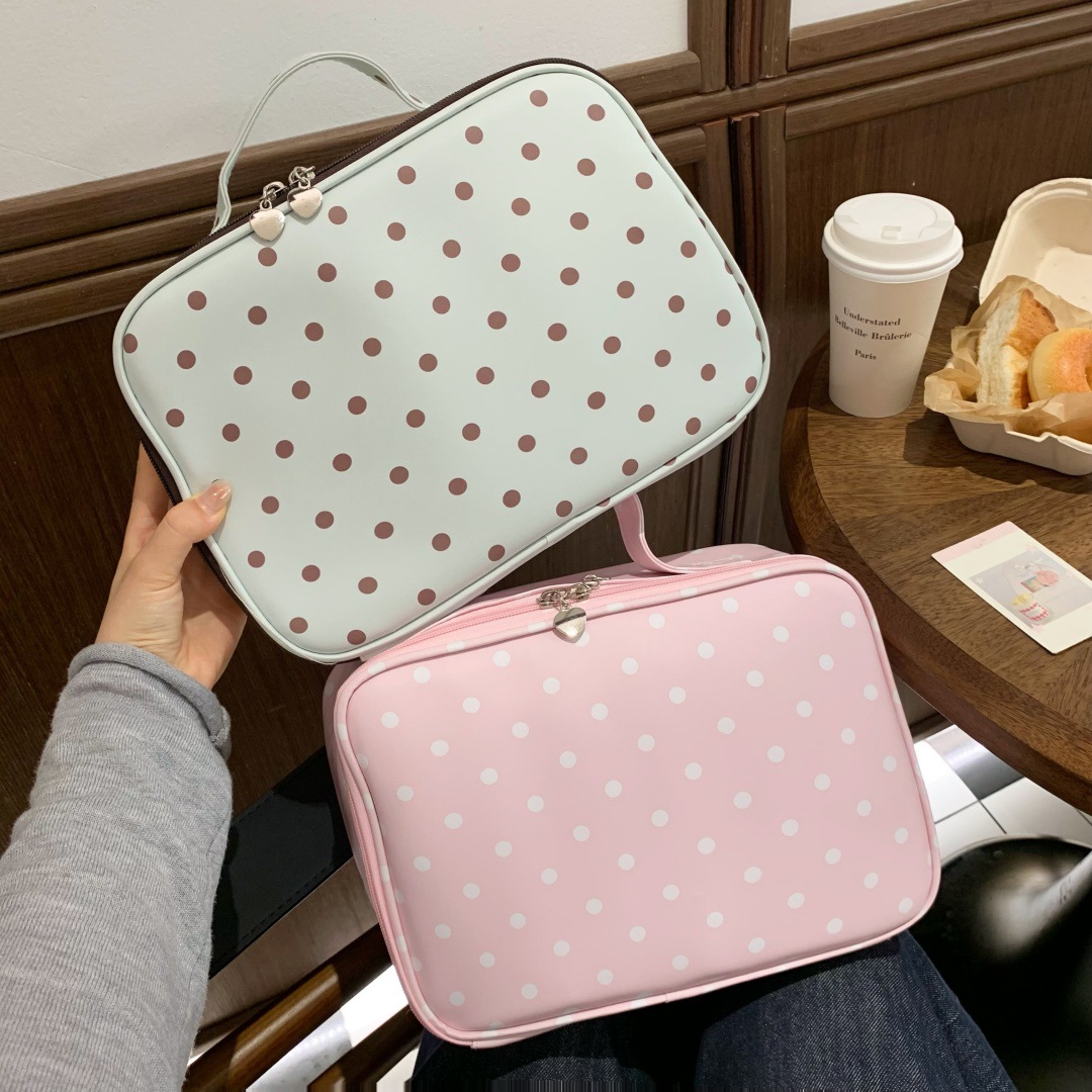 豪華な水玉模様の防水メイクアップバッグ、手持ち式トラベル収納 - Luxury Skincare Set のレビューと価格