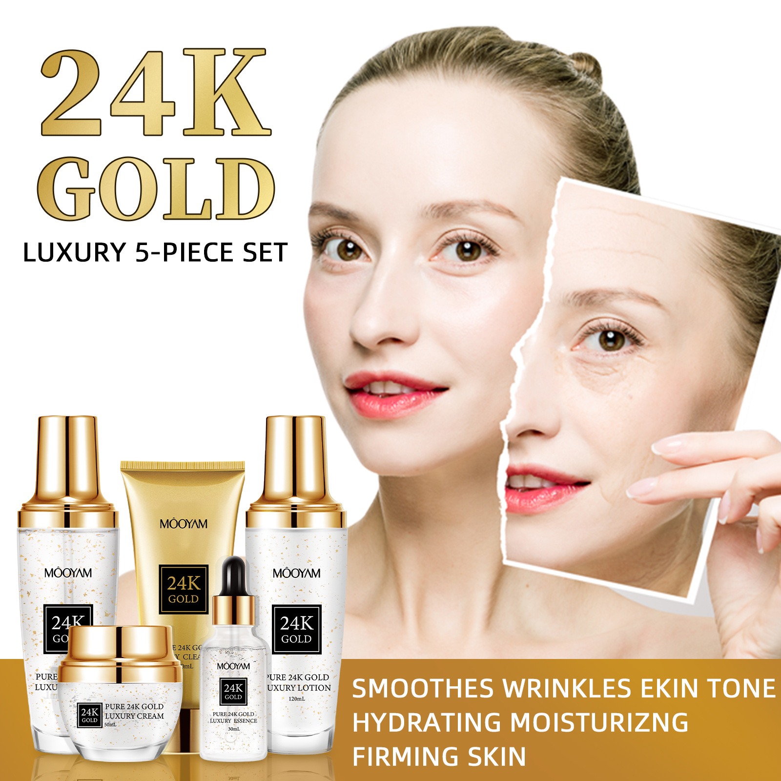 24Kゴールドラグジュアリー保湿アンチエイジングセット、小じ - Luxury Skincare Set のレビューと価格
